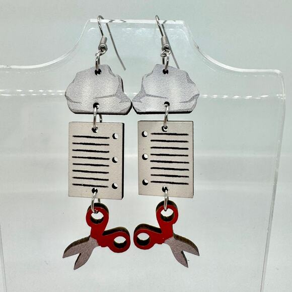 Rock Paper Scissors Earrings - Teacher Earrings - Game Earr - Picture 1 of 8